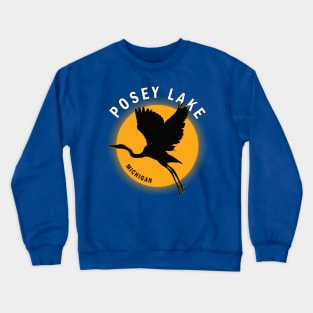 Posey Lake in Michigan Heron Sunrise Crewneck Sweatshirt
